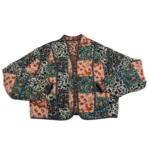 Boho Patchwork Quilted Jacket Reversible Kantha Coat Artisanal Handcrafted M/L